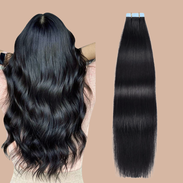 Extensions Adhésives / tapes raides Remy Hair Premium 1B#