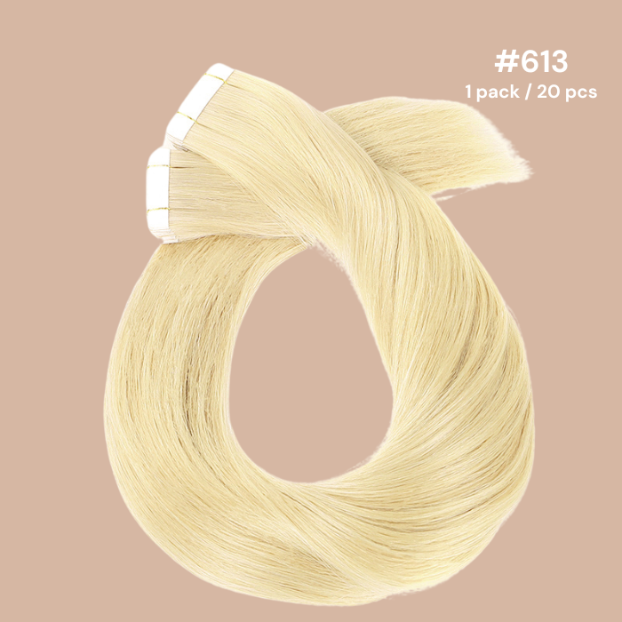 Haftende Extensions / glatte Tapes Remy Hair Premium 613#