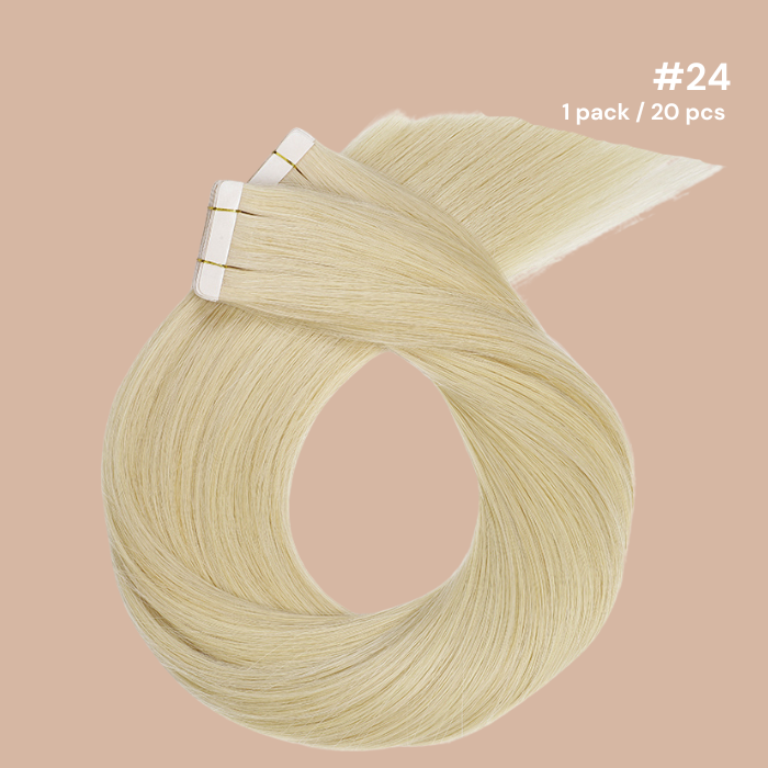 Extensions Adhésives / tapes raides Remy Hair Premium 24#