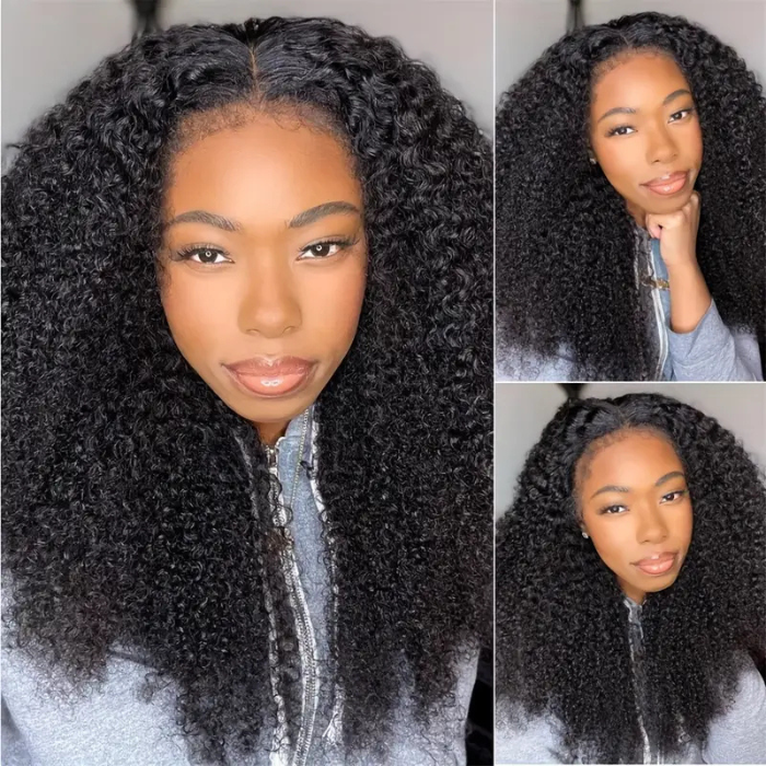 100% natürliche Clip-Extensions Afro Curly Schwarz