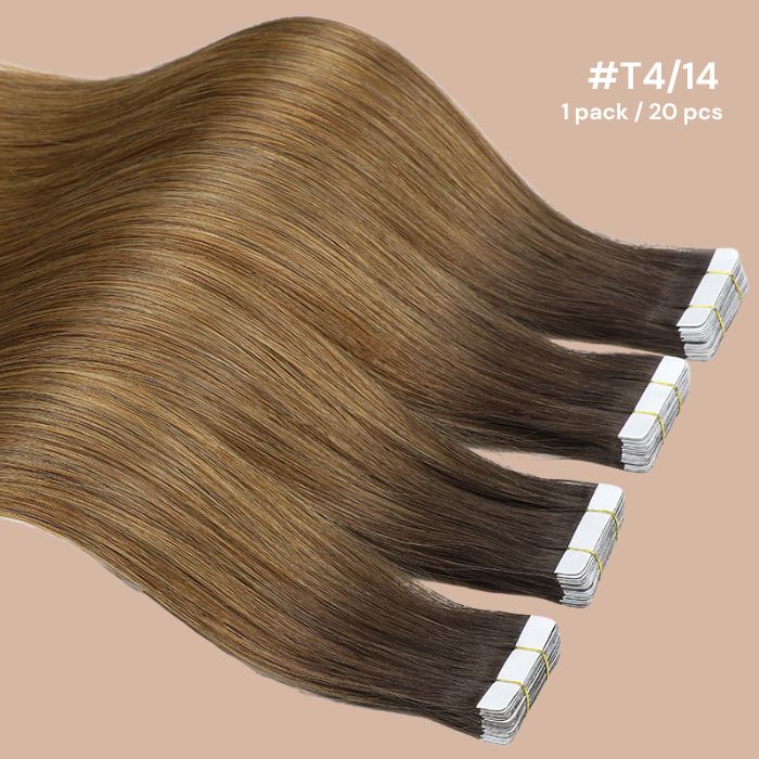 Extensions Adhésives / tapes raides Remy Hair Premium T4/14