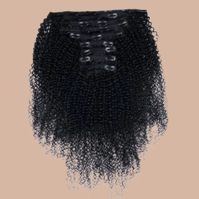 100% Natural Afro Curly Black Clip-In Extensiones