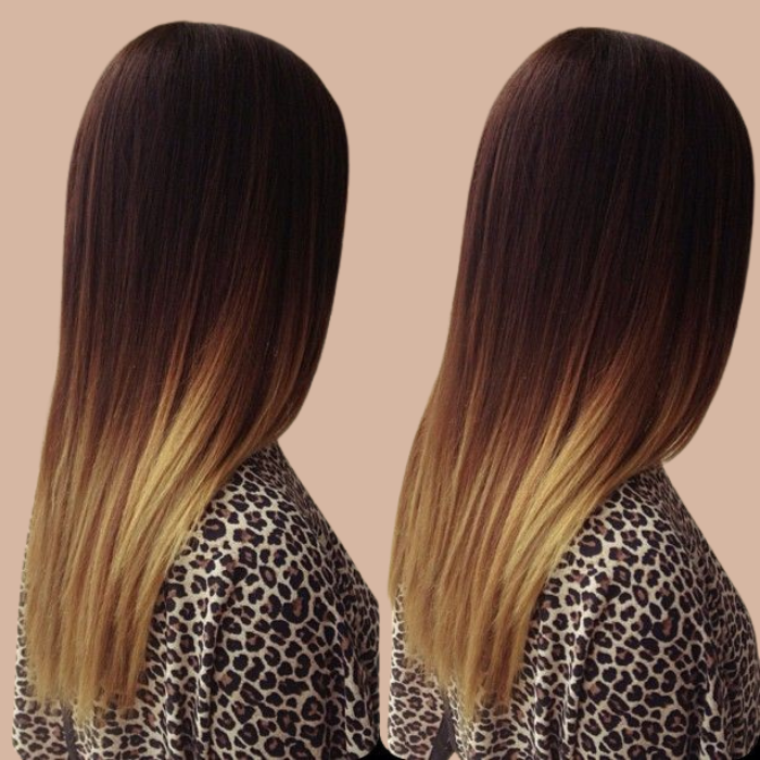 Extension à Clips Straight 100% Naturels Ombre Brun Chocolat Blond Mono Bande Maxi Volume