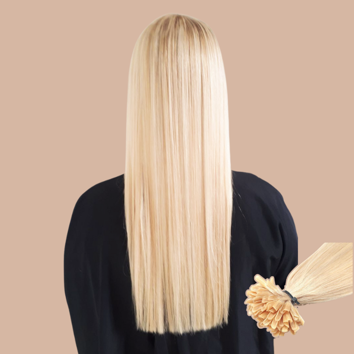 100 Extensions Kératine Raides Blond Platine