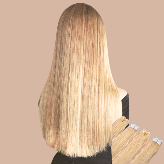 Blond steep adhesive extensions